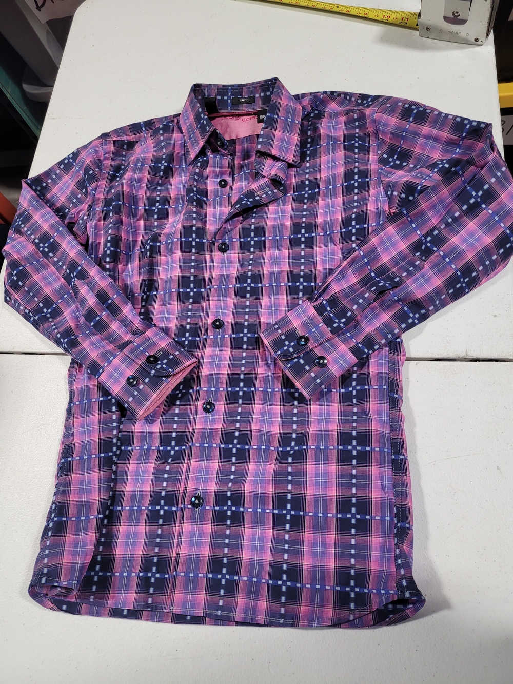 RAGAZZA Pink and Navy Plaid Button-Down Shirt
